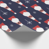 Retro Santa Christmas Red Pattern Geschenkpapier (Ecke)