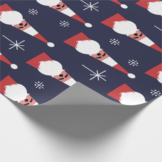 Retro Santa Christmas Red Pattern Geschenkpapier (Ecke)