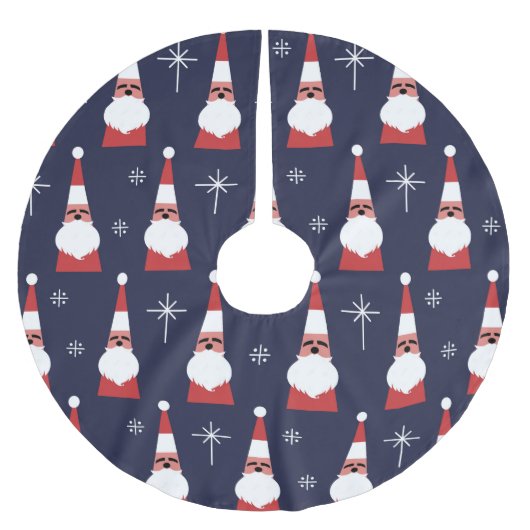 Retro Santa Christmas Red Pattern Polyester Weihnachtsbaumdecke (Vorderseite)