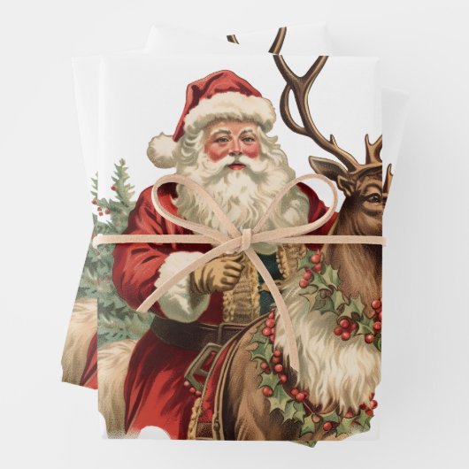 Retro Santa Classic Traditionelles Weihnachten Geschenkpapier Set (Beispiel)