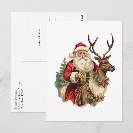 Retro Santa Classic Traditionelles Weihnachten Postkarte (Vorne/Hinten)