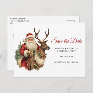 Retro Santa Classic Weihnachten Save the Date Einladungspostkarte