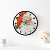 Retro Santa Claus and Holly Große Wanduhr (Zuhause)