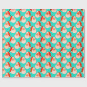 Retro Santa Claus Aqua Weihnachtswrapping Paper Geschenkpapier (Flach)