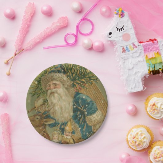 Retro Santa Claus aus aus den 1900ern Pappteller (Party)