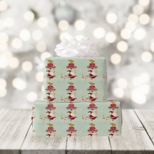 Retro Santa Claus Ausschnitt mit Geschenken Geschenkpapier