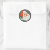 Retro Santa Claus Chalkboard Weihnachtskleber Runder Aufkleber (Tasche)