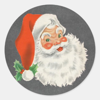 Retro Santa Claus Chalkboard Weihnachtskleber Runder Aufkleber