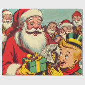 Retro Santa Claus Comic Geschenkpapier (Flach)