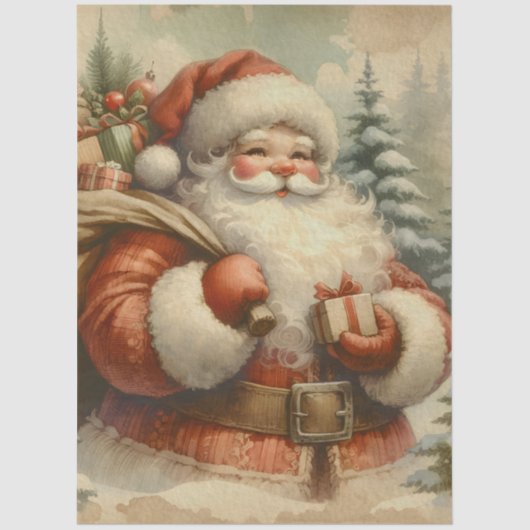 Retro Santa Claus Decoupage Seidenpapier (Vorderseite)