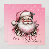 Retro Santa Claus frohe Weihnachten in Rosa (Vorne/Hinten)