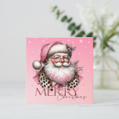 Retro Santa Claus frohe Weihnachten in Rosa (Stehend Vorderseite)