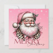 Retro Santa Claus frohe Weihnachten in Rosa (Vorderseite)