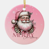 Retro Santa Claus frohe Weihnachten in Rosa Keramik Ornament (Vorne)
