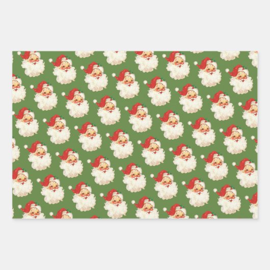 Retro Santa Claus Head Geschenkpapier Set (Vorderseite 3)