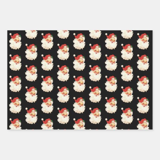 Retro Santa Claus Head Geschenkpapier Set (Vorderseite 2)
