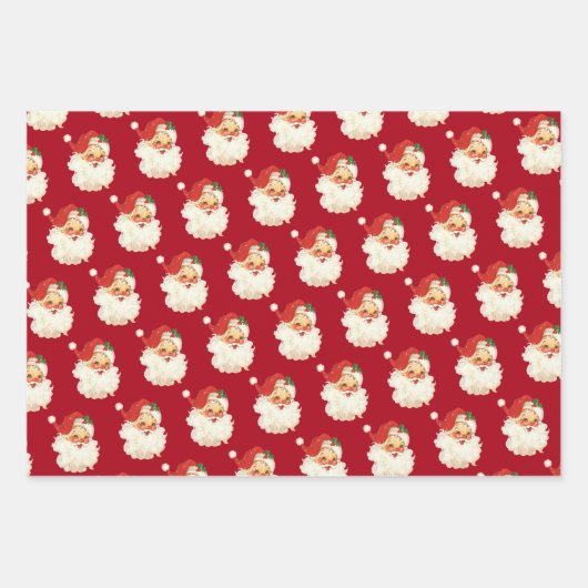 Retro Santa Claus Head Geschenkpapier Set (Vorderseite)