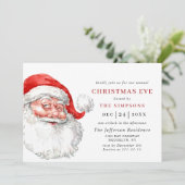 Retro Santa Claus Holiday CHRISTMAS EVE Einladung (Stehend Vorderseite)