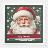 Retro Santa Claus Holiday Watercolor Napkins Serviette (Vorderseite)