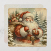 Retro Santa Claus Illustration Einladung (Vorne/Hinten)