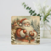 Retro Santa Claus Illustration Einladung (Stehend Vorderseite)