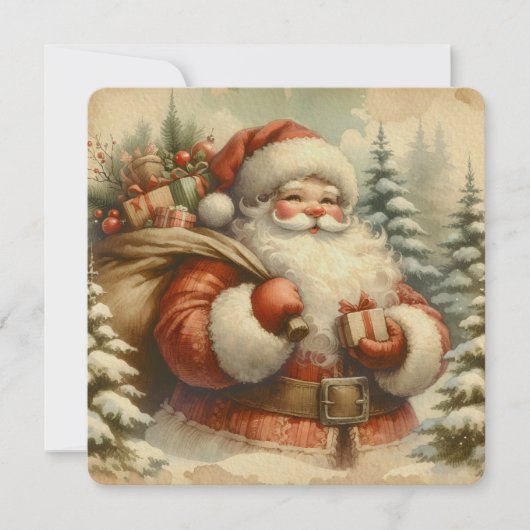 Retro Santa Claus Illustration Einladung (Vorderseite)