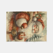 Retro Santa Claus Illustration Fleecedecke (Vorderseite (Horizontal))