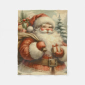 Retro Santa Claus Illustration Fleecedecke (Vorderseite)