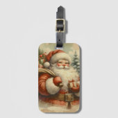 Retro Santa Claus Illustration Gepäckanhänger (Vorderseite Vertikal)