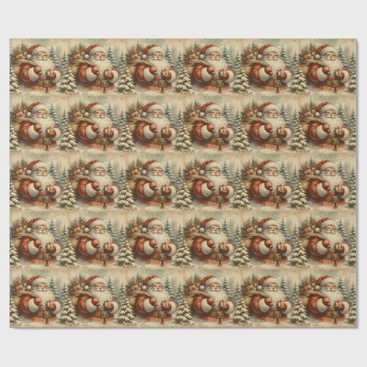 Retro Santa Claus Illustration Geschenkpapier (Flach)