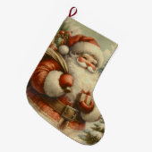 Retro Santa Claus Illustration Großer Weihnachtsstrumpf (Vorderansicht (hängend))