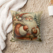 Retro Santa Claus Illustration Kissen (Decke)