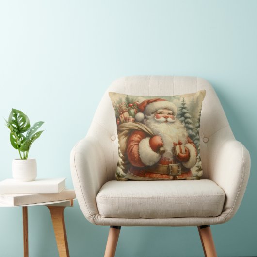 Retro Santa Claus Illustration Kissen (Stuhl )