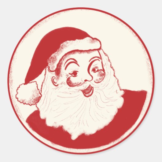 Retro Santa Claus Illustration Weihnachtsaufkleber Runder Aufkleber (Vorderseite)