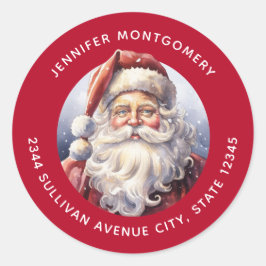Retro Santa Claus in einem Red Hat Christmas - Adr Runder Aufkleber