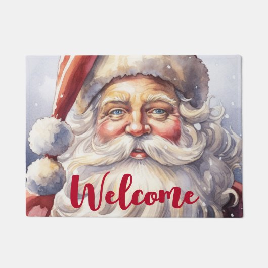 Retro Santa Claus in einem Red Hat Christmas Willk Fußmatte (Vorderseite)