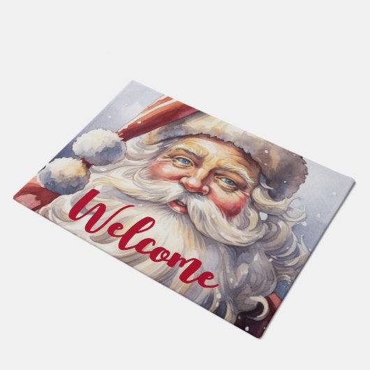 Retro Santa Claus in einem Red Hat Christmas Willk Fußmatte (Schrägansicht)