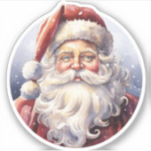 Retro Santa Claus in einem Red Hat Weihnachten Aufkleber (Vorderseite)