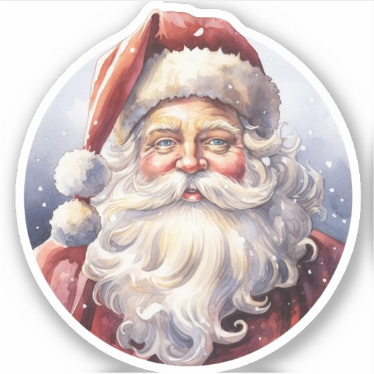 Retro Santa Claus in einem Red Hat Weihnachten Aufkleber (Vorderseite)