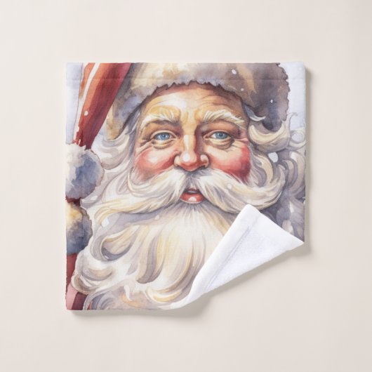 Retro Santa Claus in einem Red Hat Weihnachten Badhandtuch Set (Waschlappen)