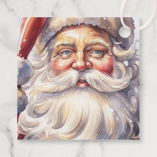 Retro Santa Claus in einem Red Hat Weihnachten Geschenkanhänger (Rückseite)