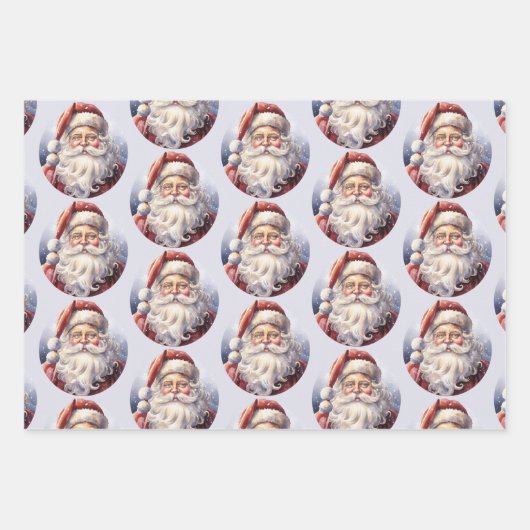 Retro Santa Claus in einem Red Hat Weihnachten Geschenkpapier Set (Vorderseite)