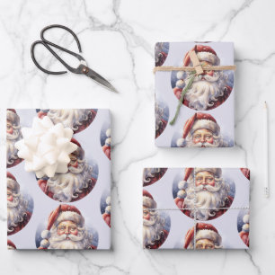 Retro Santa Claus in einem Red Hat Weihnachten Geschenkpapier Set