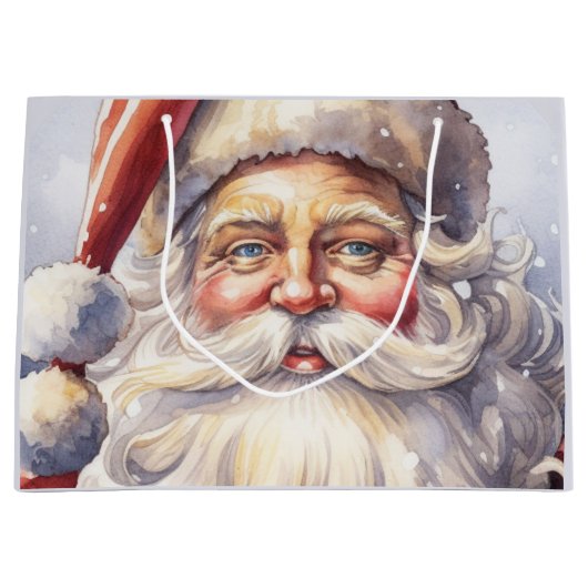 Retro Santa Claus in einem Red Hat Weihnachten Große Geschenktüte (Vorderseite)