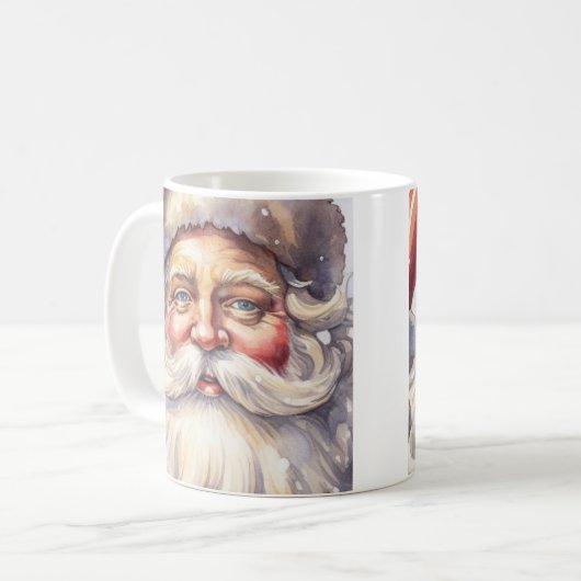 Retro Santa Claus in einem Red Hat Weihnachten Kaffeetasse (Vorderseite Links)