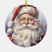 Retro Santa Claus in einem Red Hat Weihnachten Keramik Ornament (Vorne)