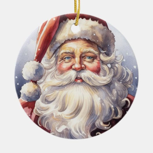 Retro Santa Claus in einem Red Hat Weihnachten Keramik Ornament (Vorne)