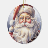 Retro Santa Claus in einem Red Hat Weihnachten Keramik Ornament (Links)