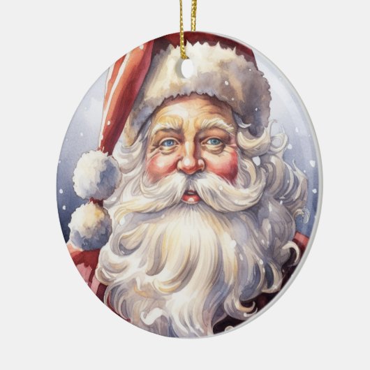 Retro Santa Claus in einem Red Hat Weihnachten Keramik Ornament (Links)