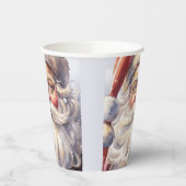 Retro Santa Claus in einem Red Hat Weihnachten Pappbecher (Links)